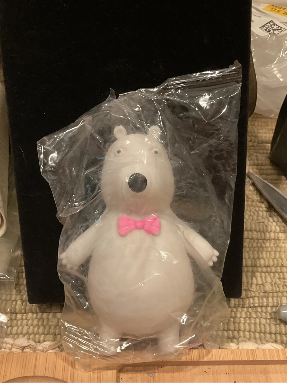 White Bear Squeaky Toy with Pink Bow - Kids Accessories